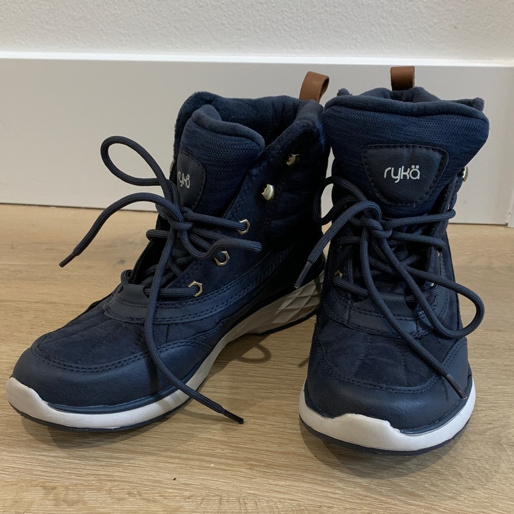 Ryka Winter/Rain Blue Lace-Up Fleece Lined Boots